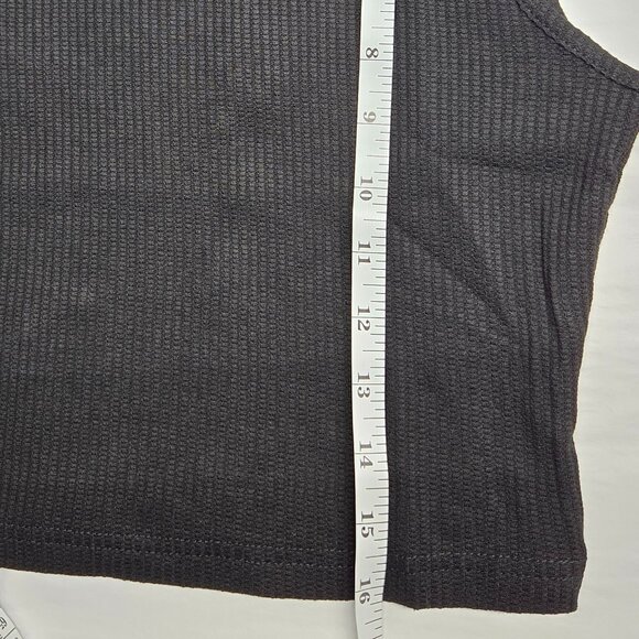 AREA STARS NWT BLACK CROPPED WAFFLE TANK TOP POLY COTTON BLEND SIZE MEDIUM - Picture 5 of 10